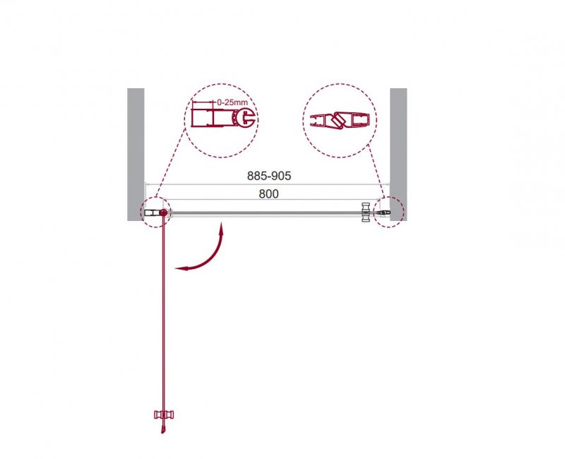 Душевая дверь в нишу ETNA-B-1 90-C-Cr прозрачное стекло