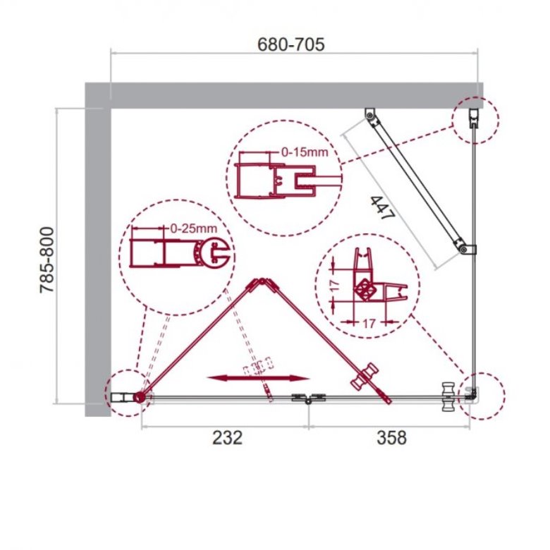 Душевой уголок ALBANO-ASH-1 70х80-C-Cr прозрачное стекло