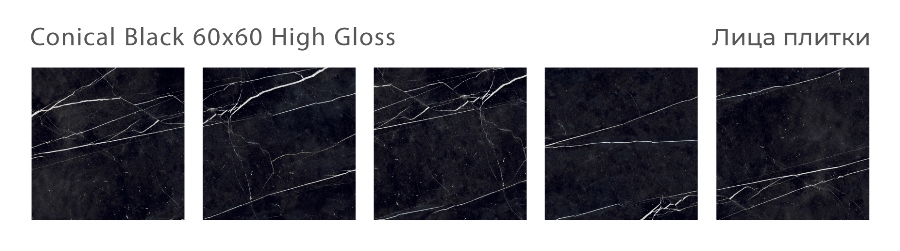Керамический гранит Conical Black High Gloss 60x60
