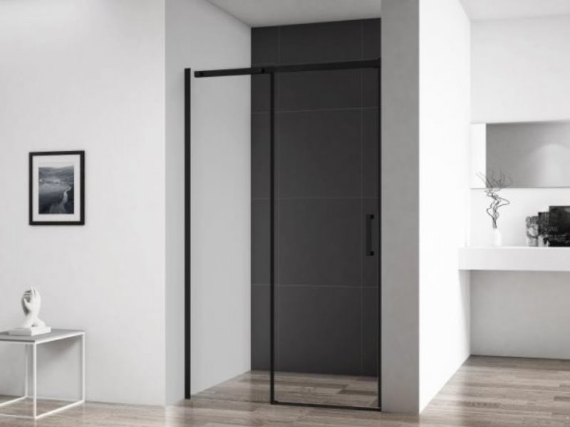 Душевая дверь в нишу ACQUA-BF-1 130-С-Nero прозрачное стекло