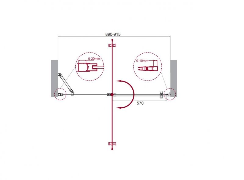 Душевая дверь в нишу ETNA-B-12 60/30-C-Cr-90 прозрачное стекло