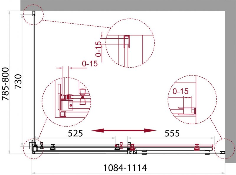 Душевой уголок ACQUA –AH-1 110х80-C-Cr