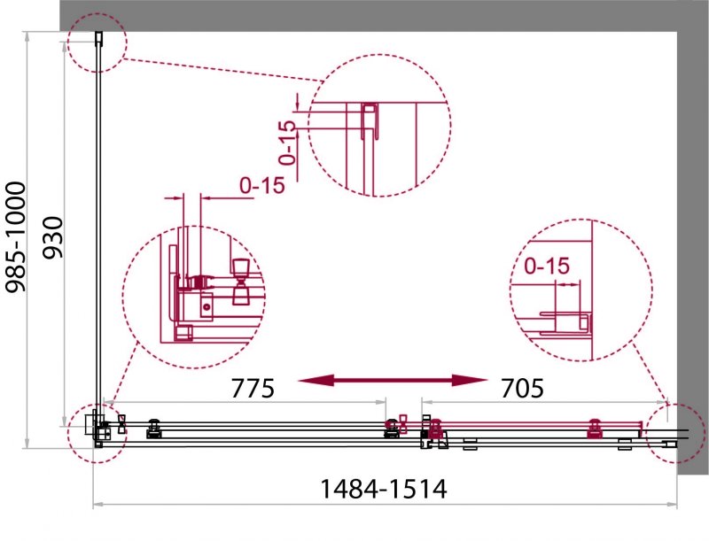 Душевой уголок ACQUA –AH-1 150х100-C-Cr