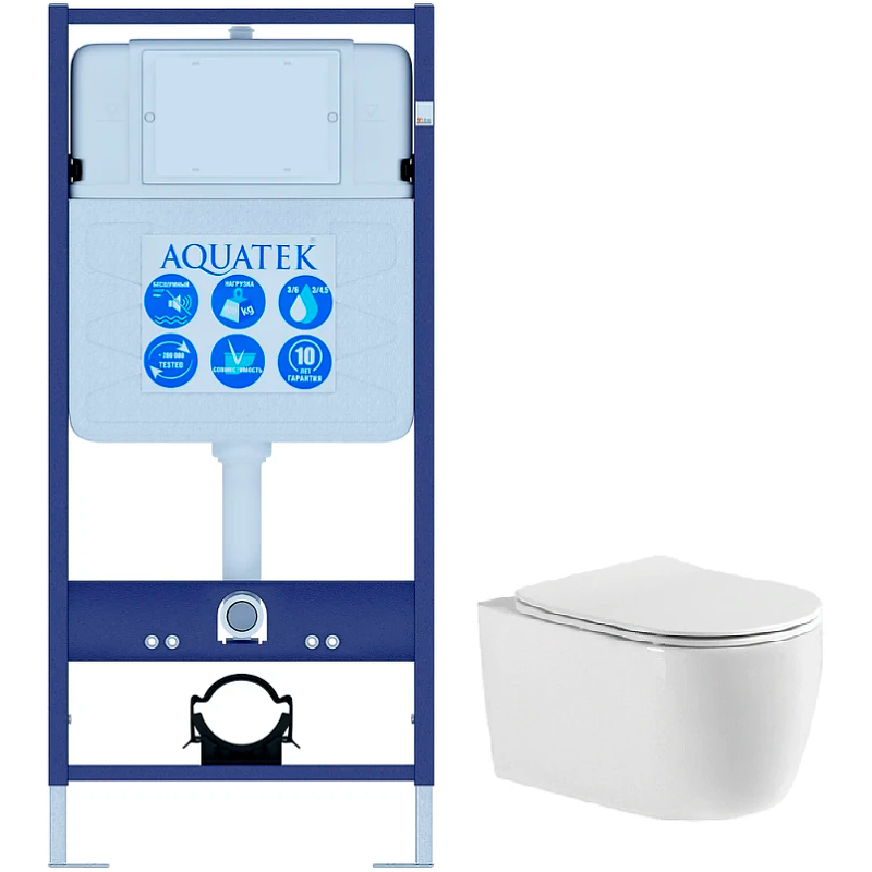 SET AQUATEK ЕВРОПА (рама AQUATEK Standard INS-0000012(без клавиши и крепежа)+унитаз ЕВРОПА AQ1900-00 с тонким сиденьем soft-close в Уфе — купить с доставкой | Nova