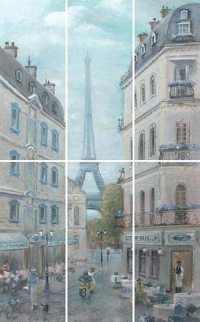 Керамическое панно Кантри Шик VB/A14/6x/7071 Париж ( из 6 частей)