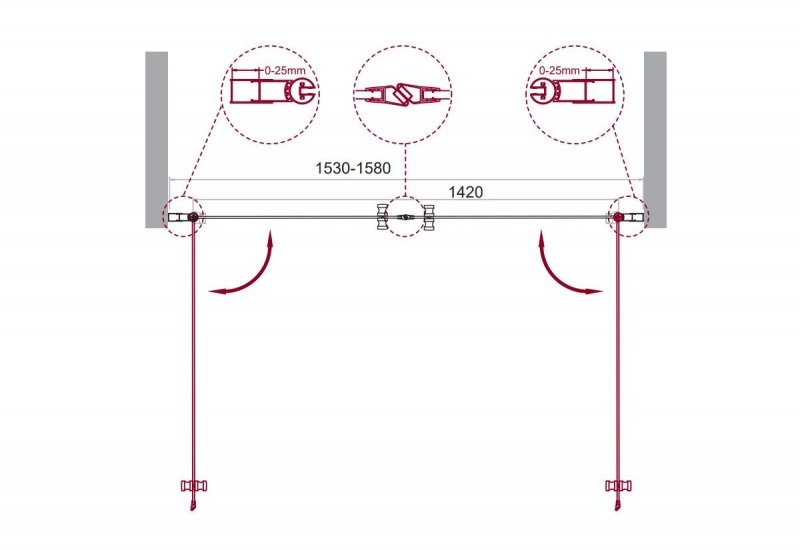 Душевая дверь в нишу ETNA-B-2 160-C-Cr- прозрачное стекло