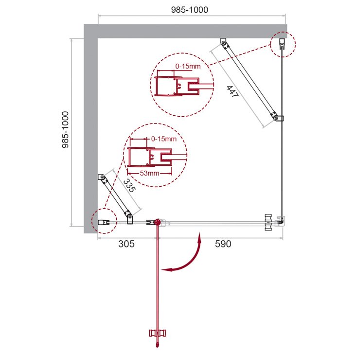 Душевой уголок ETNA-A-12 100х100-C-Cr прозрачное стекло