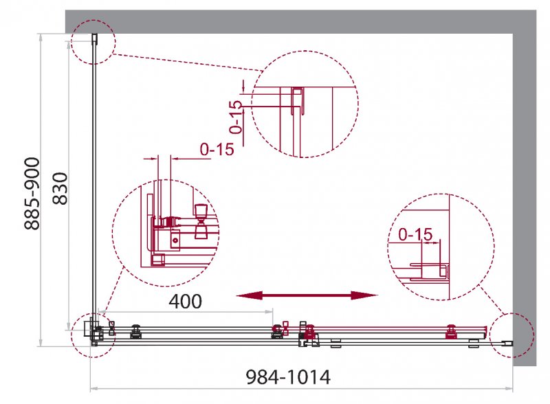Душевой уголок ACQUA –AH-1 100х90-C-Cr