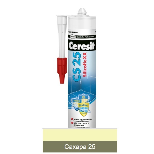Затирка-герметик Ceresit CS 25 силиконовая Сахара 25 для герметизации угловых швов и стыков 280 мл