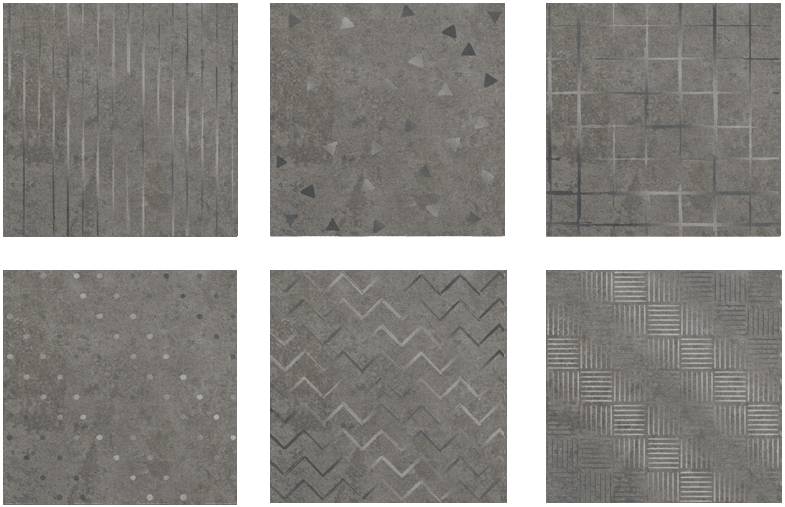 Керамический декор Axima Адажио серая орнамент D2 набор из шести плит 20x20