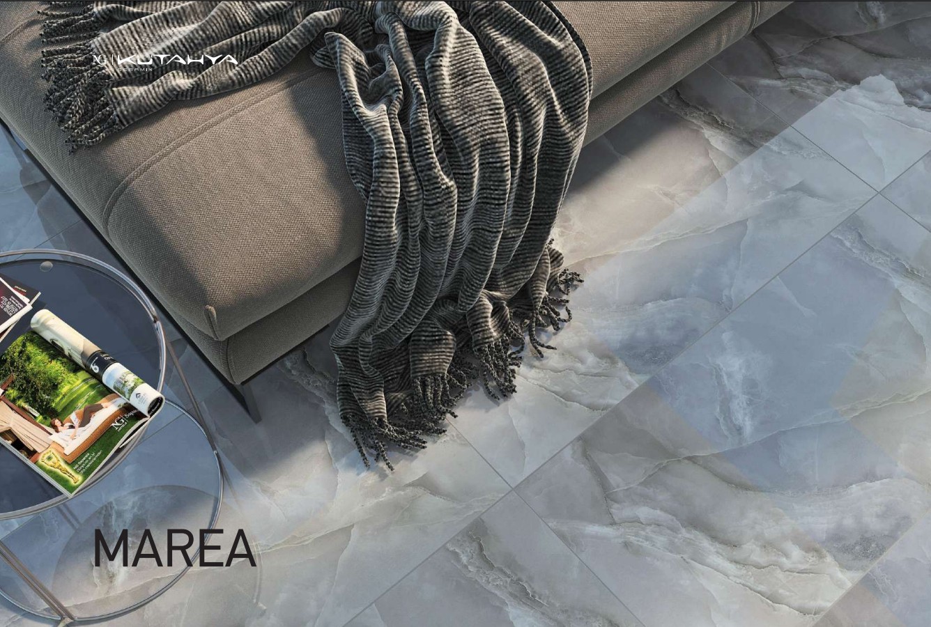 Керамический гранит Kutahya Seramik Marea Dark Grey Parlak Nano 60x120