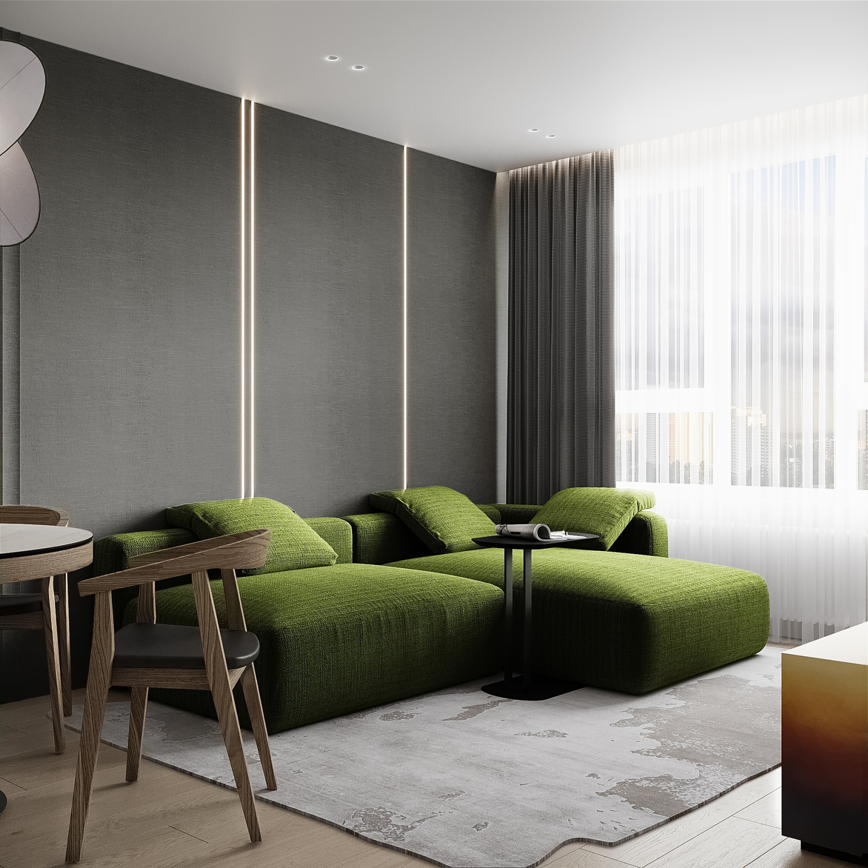 Бамбуковая панель Bonaparte рифленая Master textile grey 2800*140*15 (1шт=0.392 кв.м.)