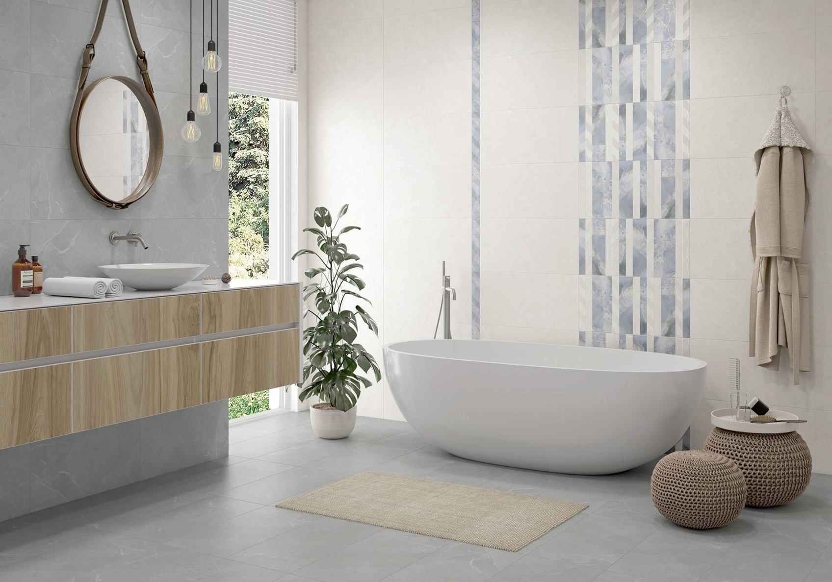 Керамический бордюр Lasselsberger Ceramics Ниагара 7303-0003 5x30 светло-синий