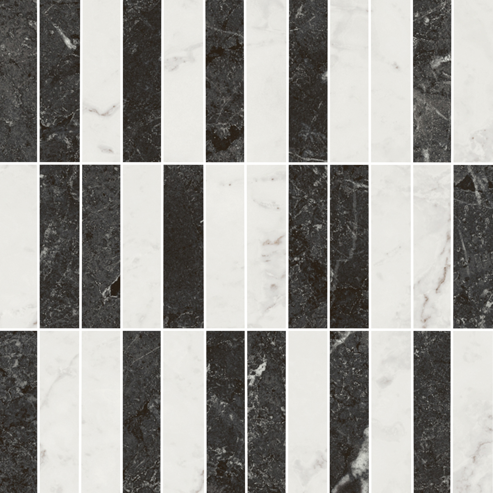 Керамический декор Kerama Marazzi Тубкаль мозаичный микс чёрный белый глянцевый обрезной 30x30x0.9