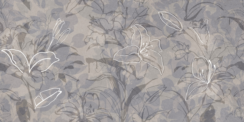 Керамический гранит Meissen Keramik Floresta цветы синий 60х120