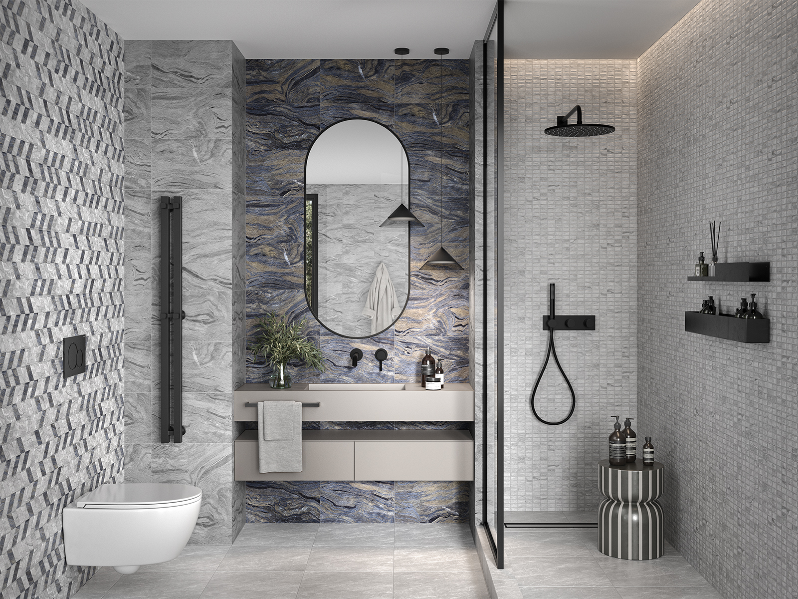 Керамическая плитка Gracia Ceramica Стрим сер верх 01