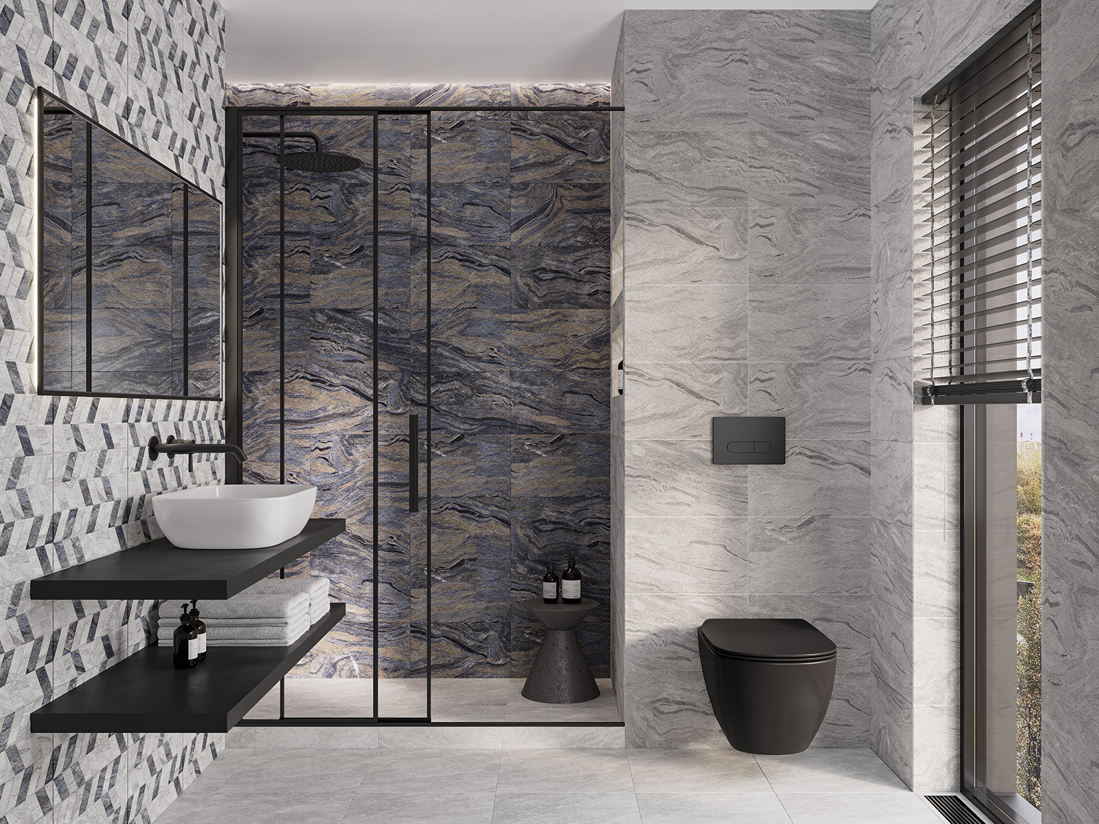 Керамическая плитка Gracia Ceramica Стрим сер верх 01
