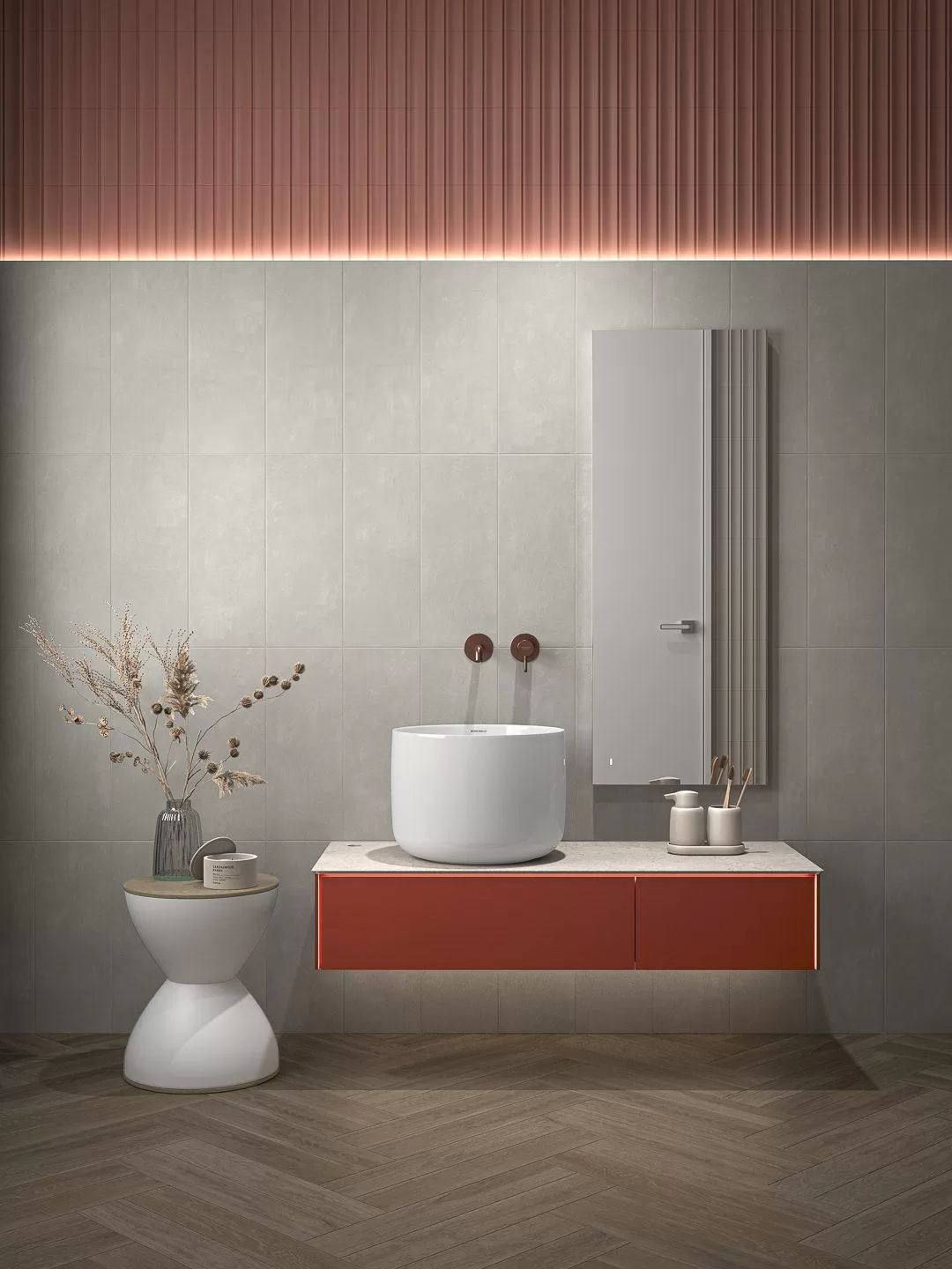 Декор Аква Альта 1 красный матовый структура 20х20