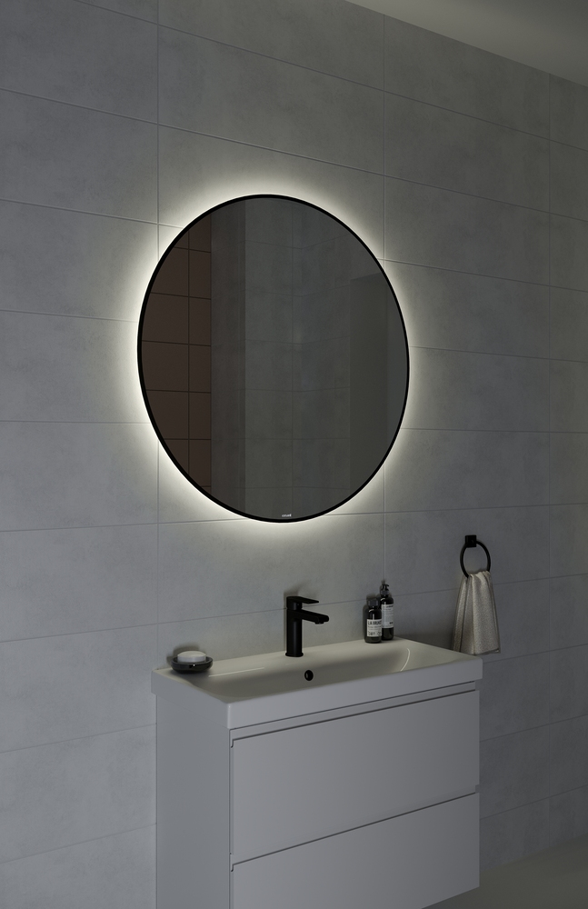 Зеркало ECLIPSE smart 90x90 в черной рамке