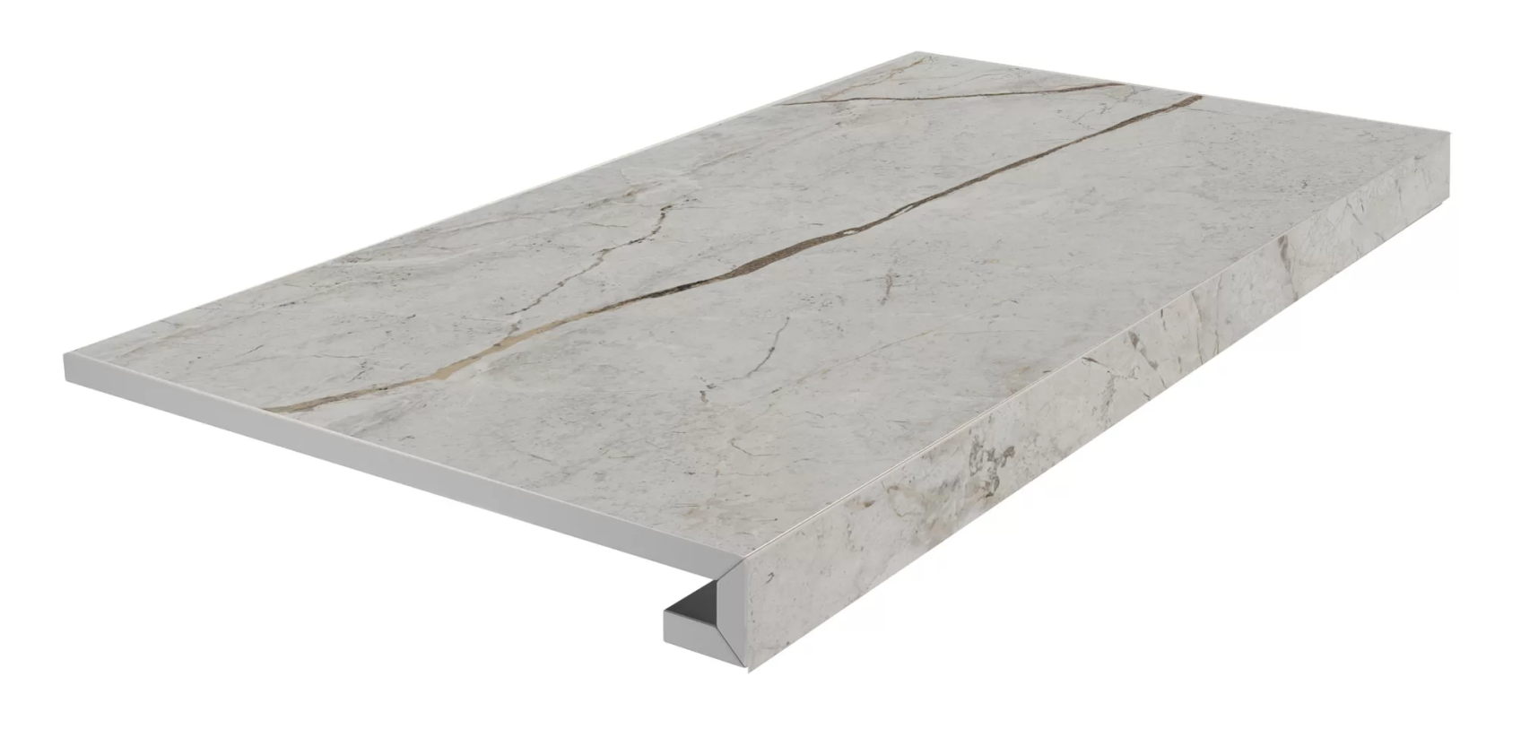 Керамическая ступень Kerama Marazzi Ифран клееная фронтальная серая светлая матовая обрезная 33x60x0.9