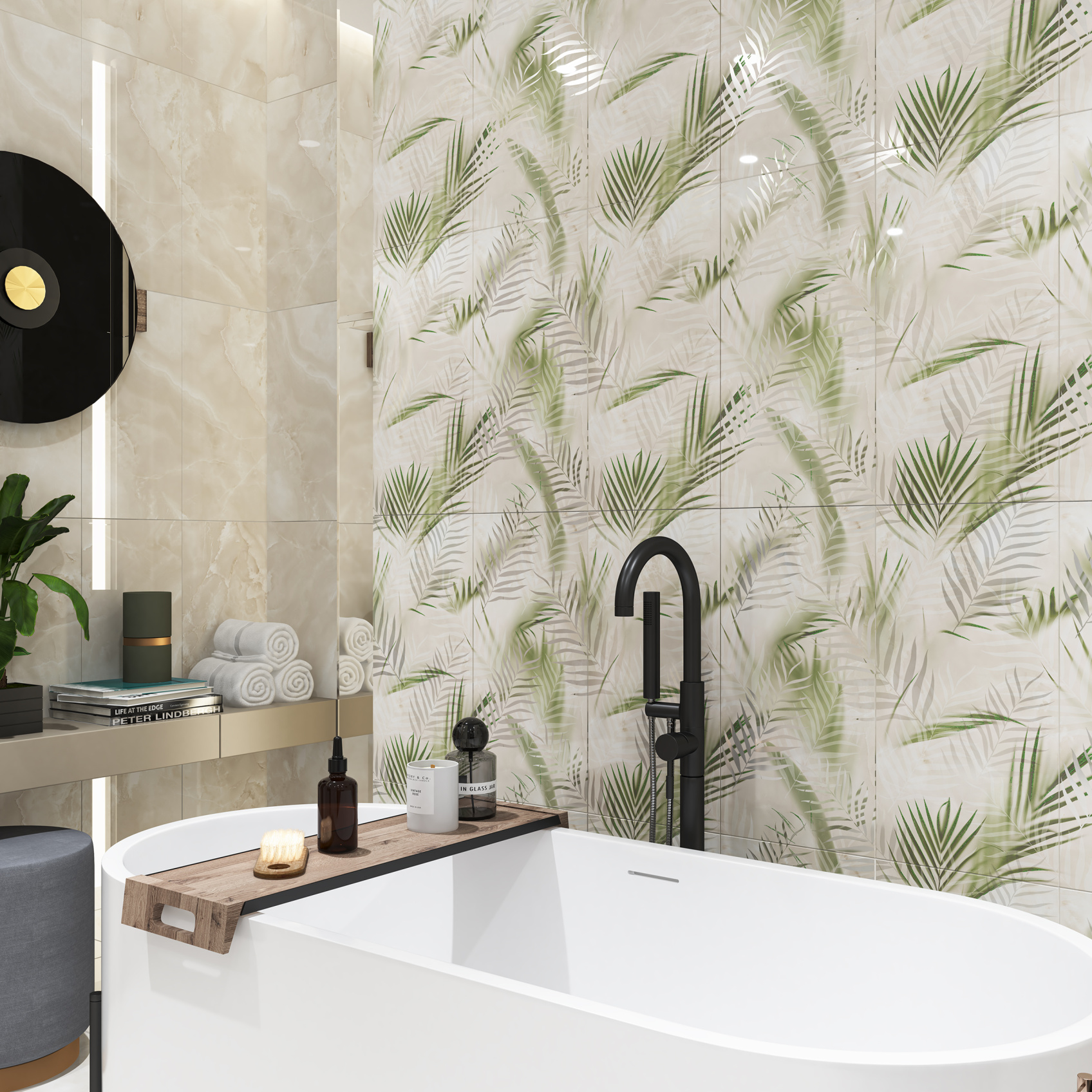 Керамическое панно Azori Latila Feuille 630x630 из 2 частей 315x630