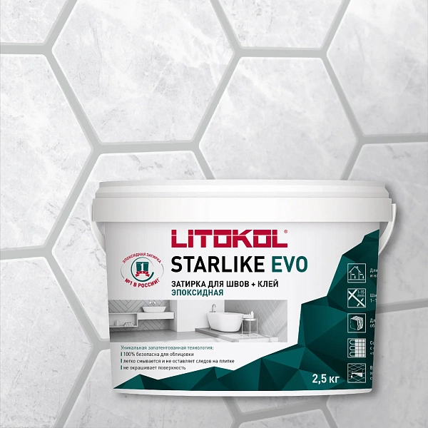 Затирка STARLIKE EVO S.105 Bianco Titanio 2,5 кг в Уфе — купить с доставкой | Nova