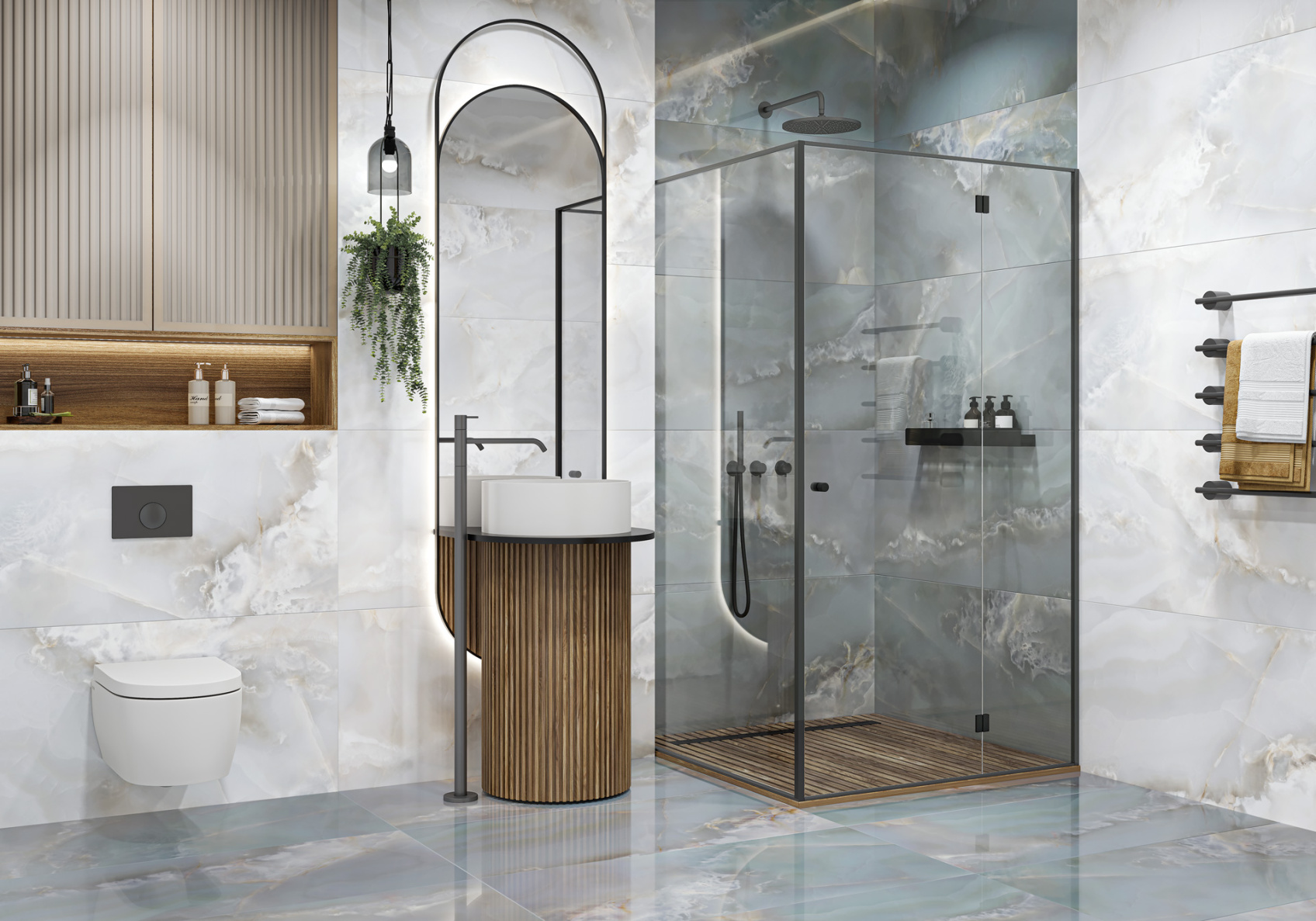 Керамический гранит Monaco Onyx Aqua полированный 60х120 60120MCA14P