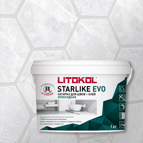 Затирка STARLIKE EVO S.102 Bianco Ghiaccio 1 кг в Уфе — купить с доставкой | Nova