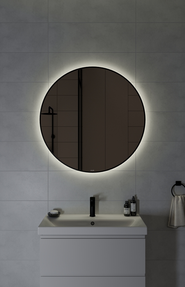 Зеркало ECLIPSE smart 90x90 в черной рамке