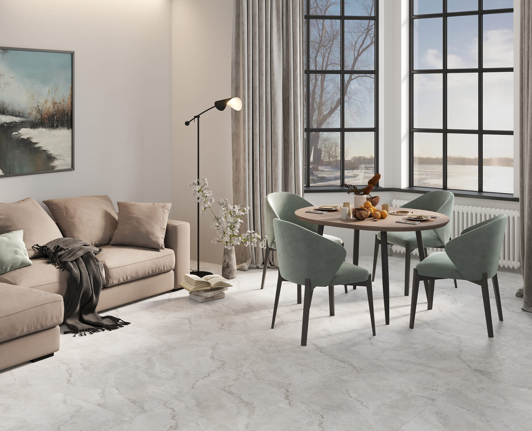 Керамический гранит Lasselsberger Ceramics Оттепель 6493-0142 60х120 светло-серый