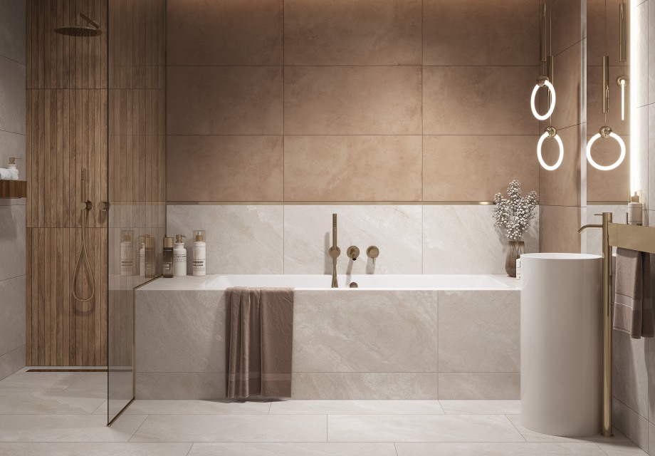 Керамический гранит Meissen Keramik Harmony коричневый рельеф 44.8x89.8