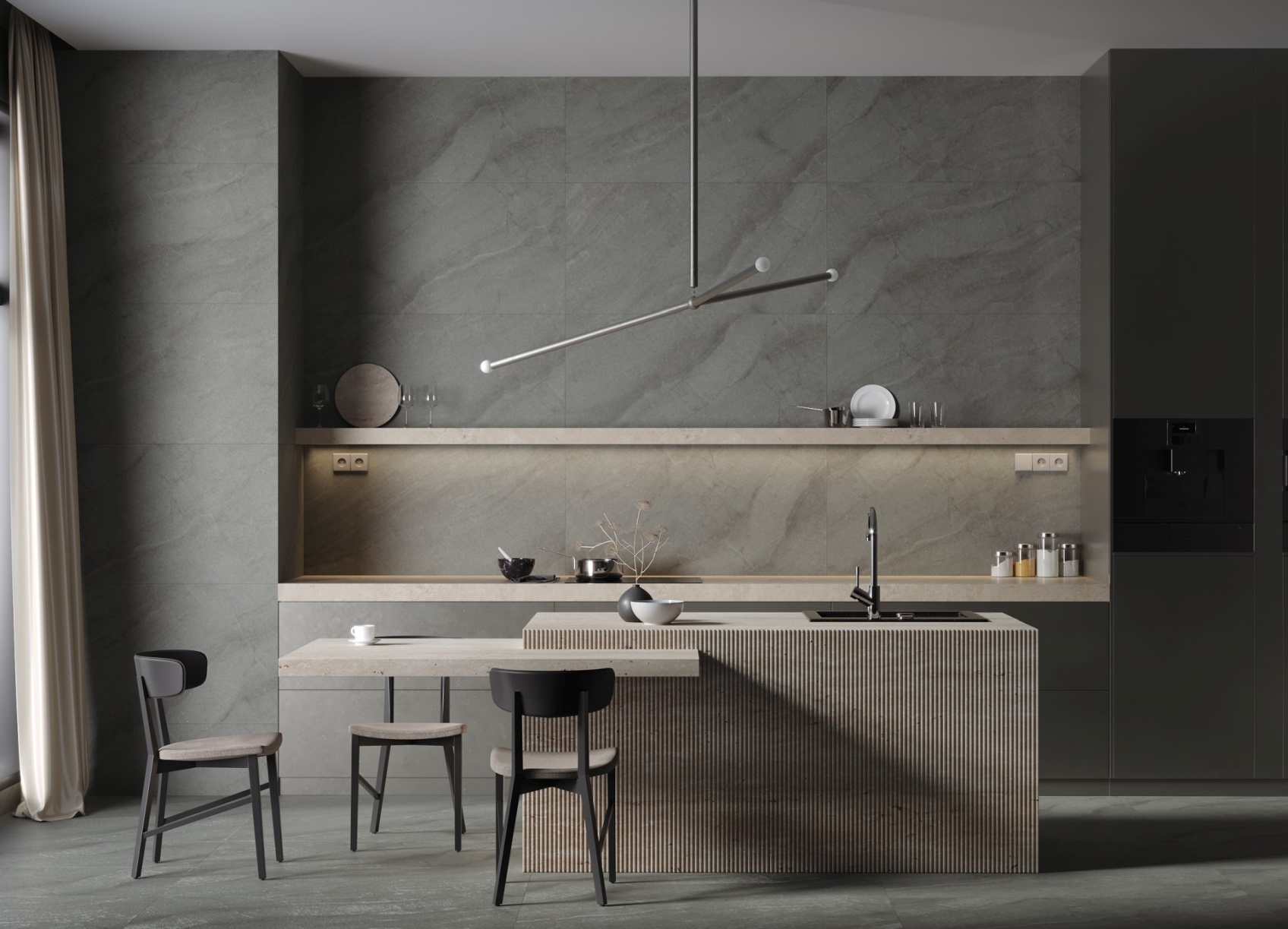 Керамический гранит Kerranova Bereg  светло-серый K-2404/MR матовый 60х120