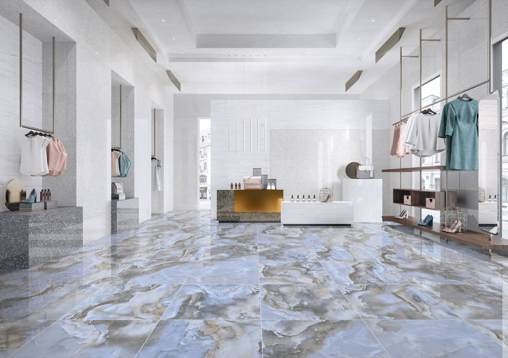 Керамический гранит Primavera Honey Onyx Blue 60х60 PR151 полированный