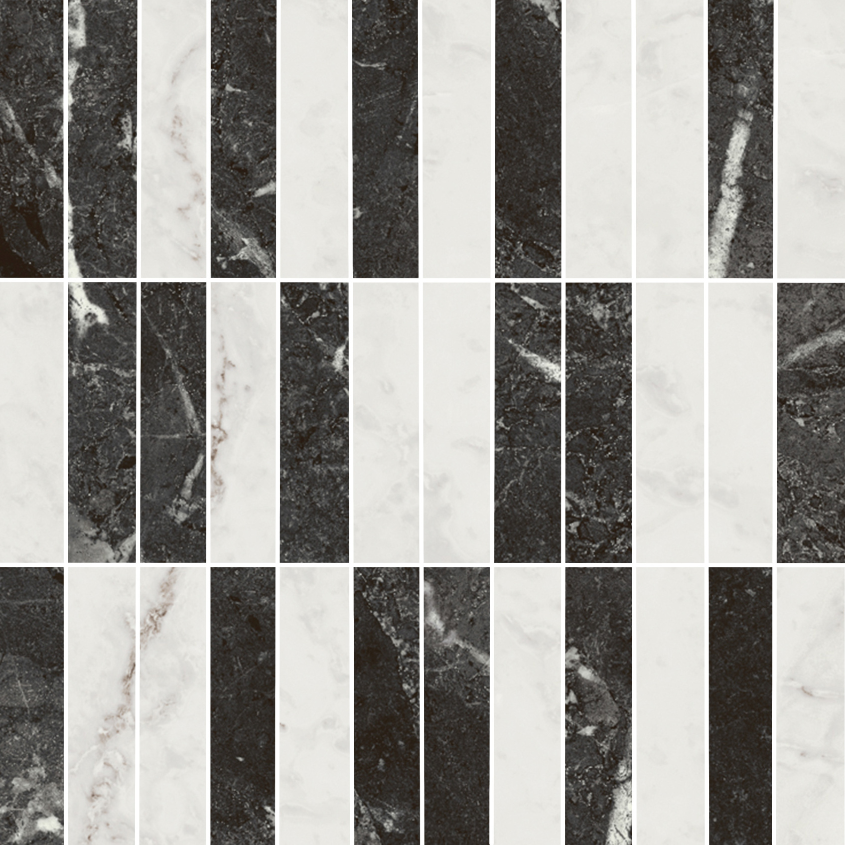 Керамический декор Kerama Marazzi Тубкаль мозаичный микс чёрный белый глянцевый обрезной 30x30x0.9