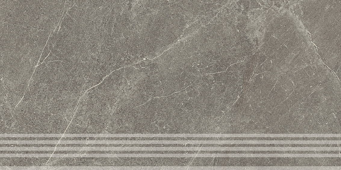 Керамическая ступень Kerama Marazzi Эстерель серый матовый обрезной 30x60x0,9