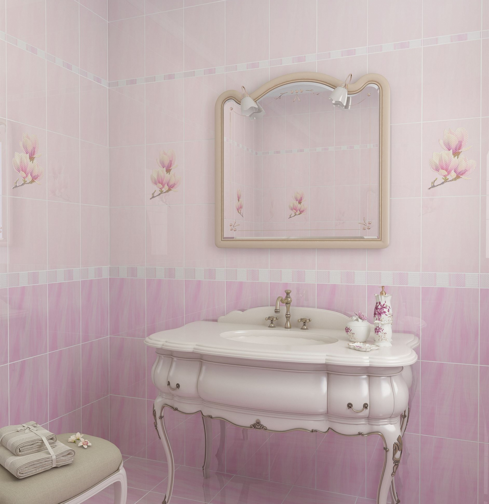 Керамический декор Axima Агата розовый 25x35