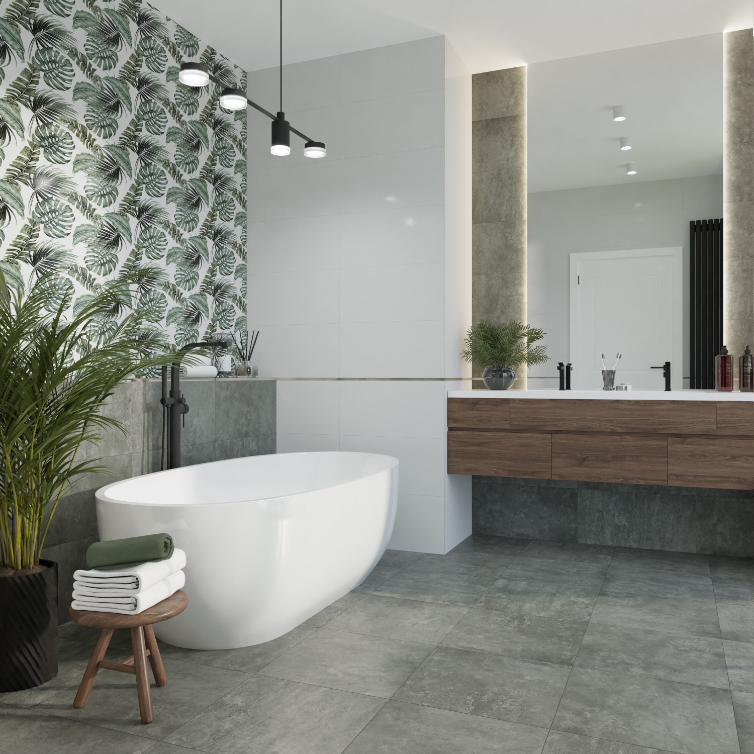 Керамическая плитка Ликаон TP3600H папоротник глянцевая 30х60