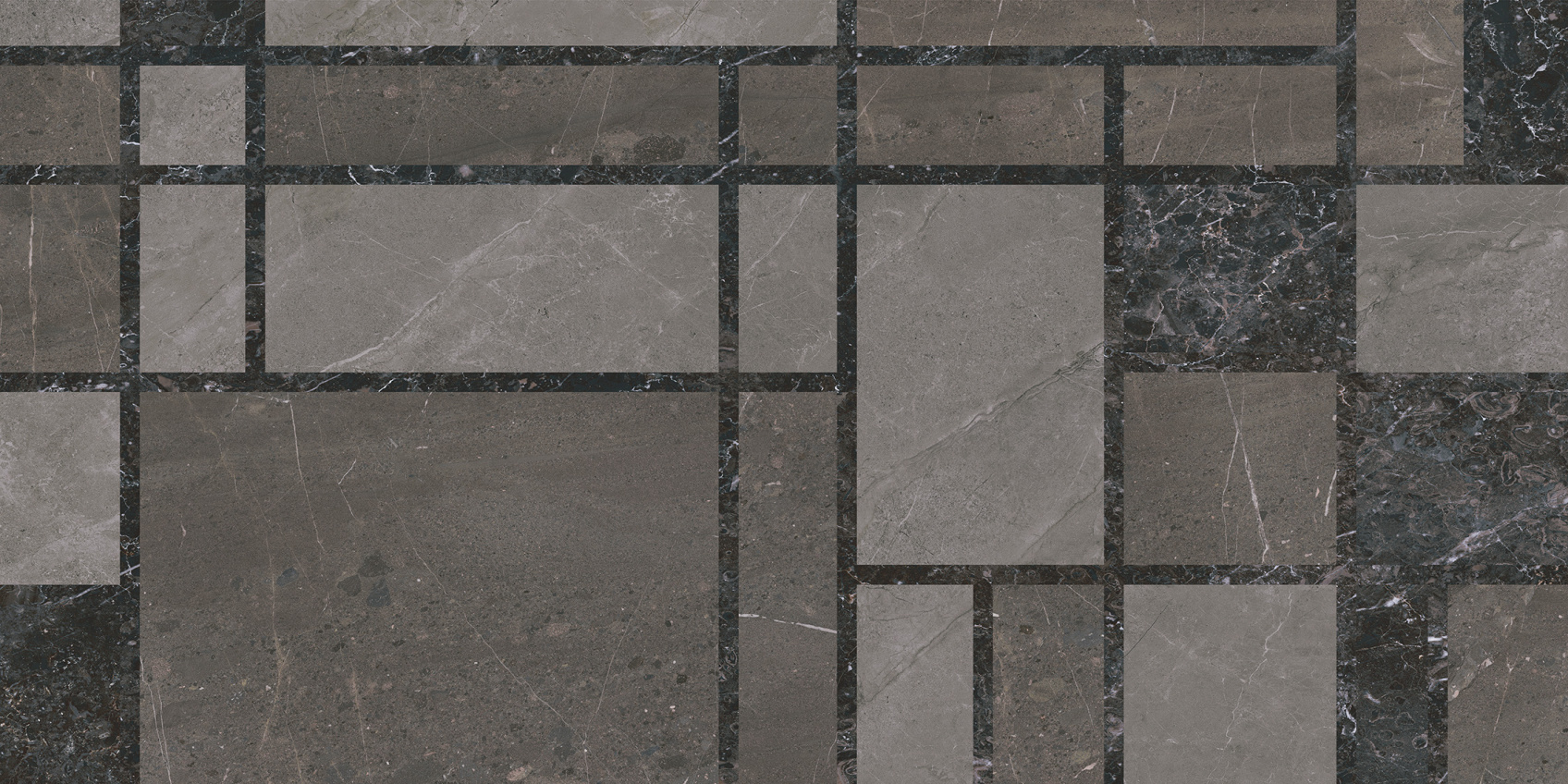 Керамический декор Kerama Marazzi Марсель микс тёмный глянцевый обрезной 60x119,5x0,9
