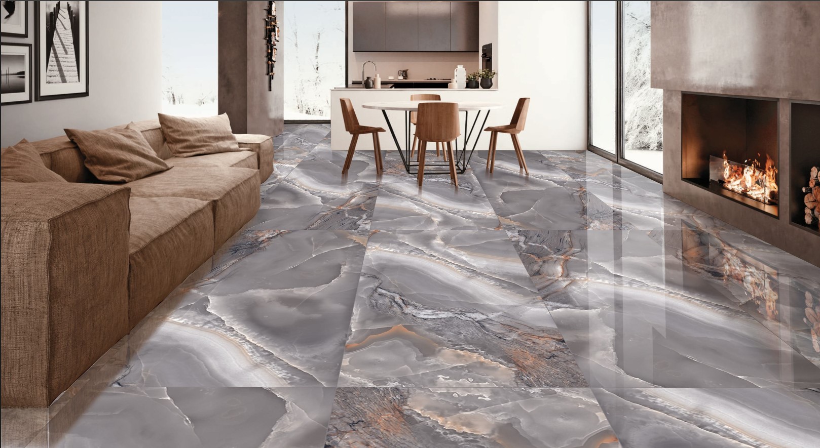 Керамический гранит Maimoon Ceramica Glossy Opera Onyx Grey PG 80x160
