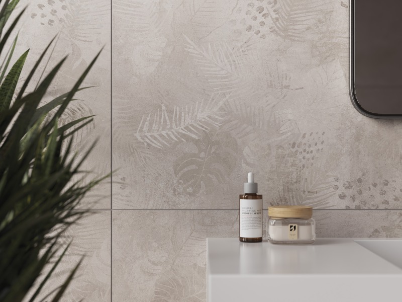 Керамический гранит Meissen Keramik State листья серый 44.8x89.8