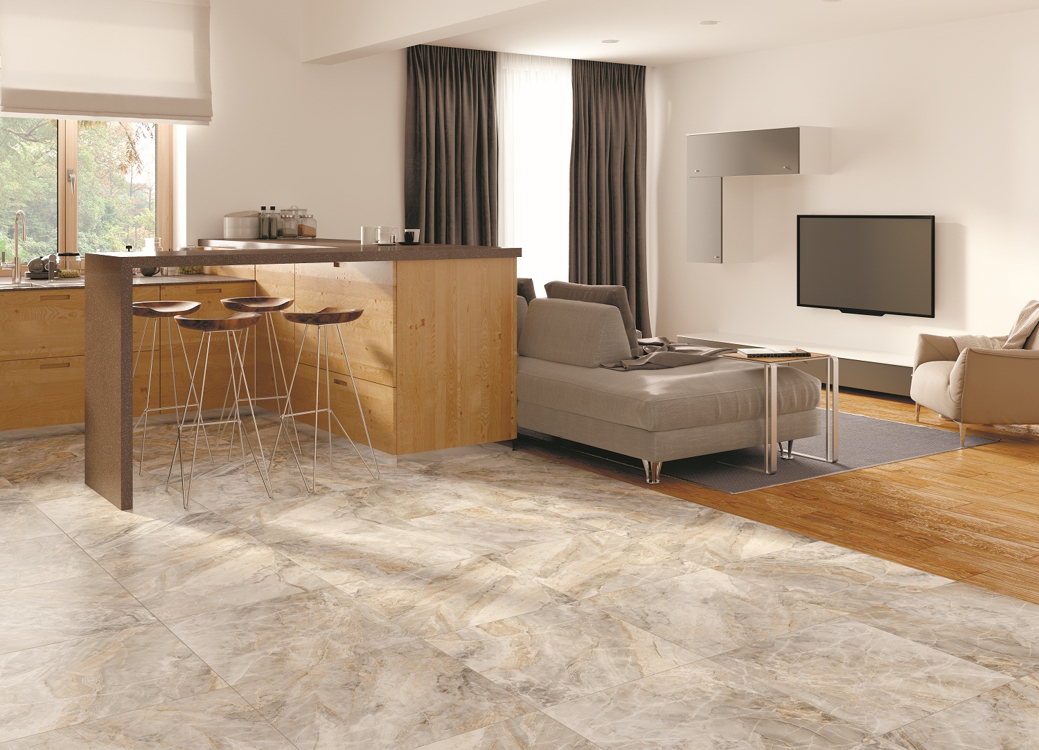 Керамический гранит Kerranova Каньон серый K-905/LR лаппатированный 60х60