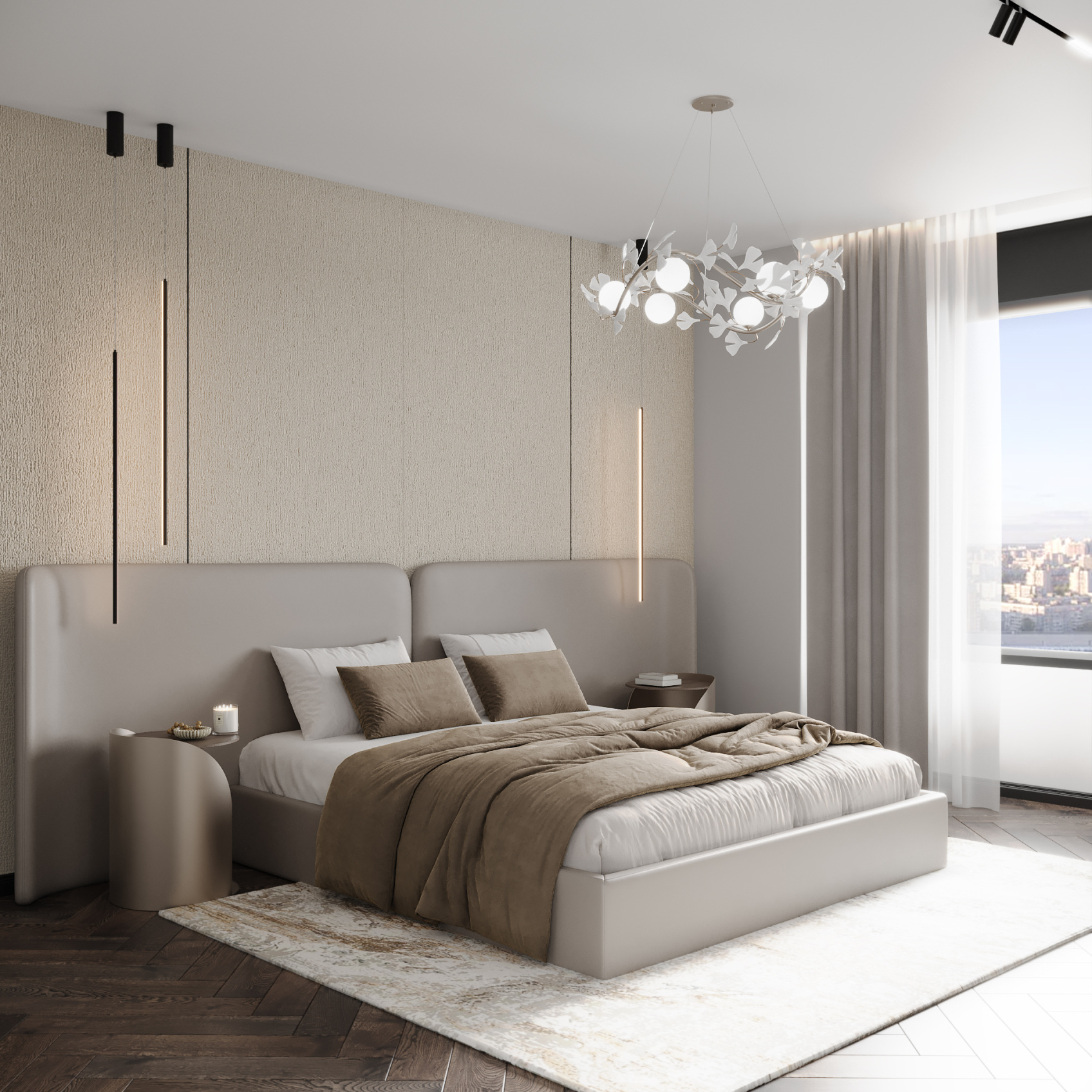 Бамбуковая панель Bonaparte Plane textile beige carbon matt 1080*2800*8 (1шт.=3.024 кв.м.) connect