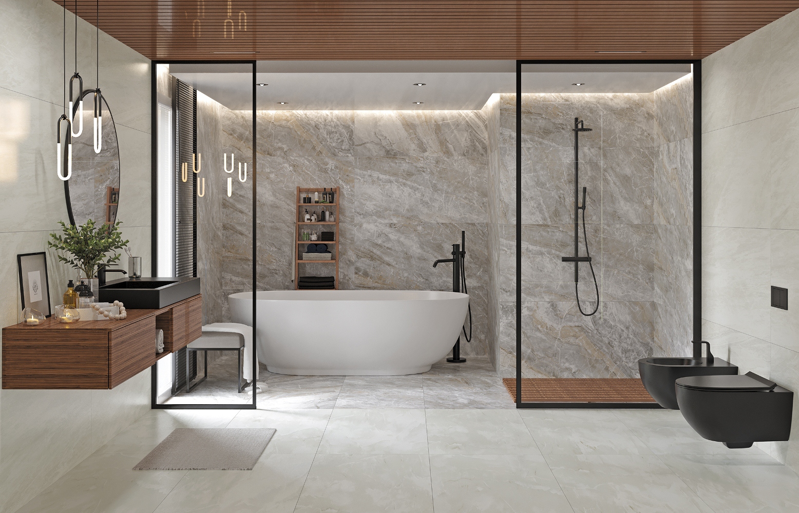 Керамический гранит Kerranova Каньон серый K-905/LR лаппатированный 60х120