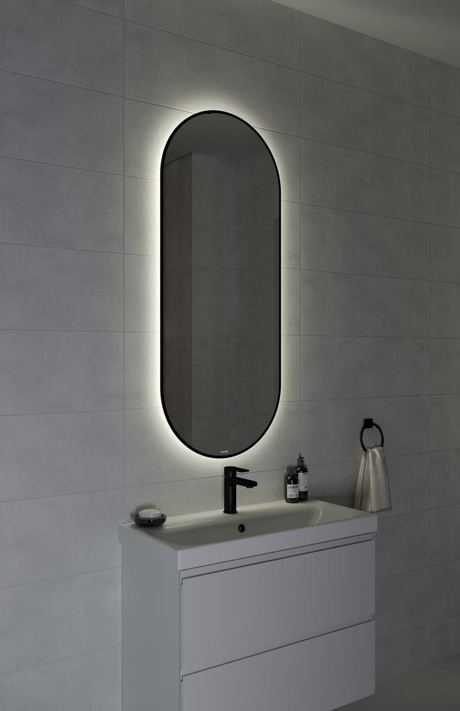 Зеркало ECLIPSE smart 50x122 в черной рамке