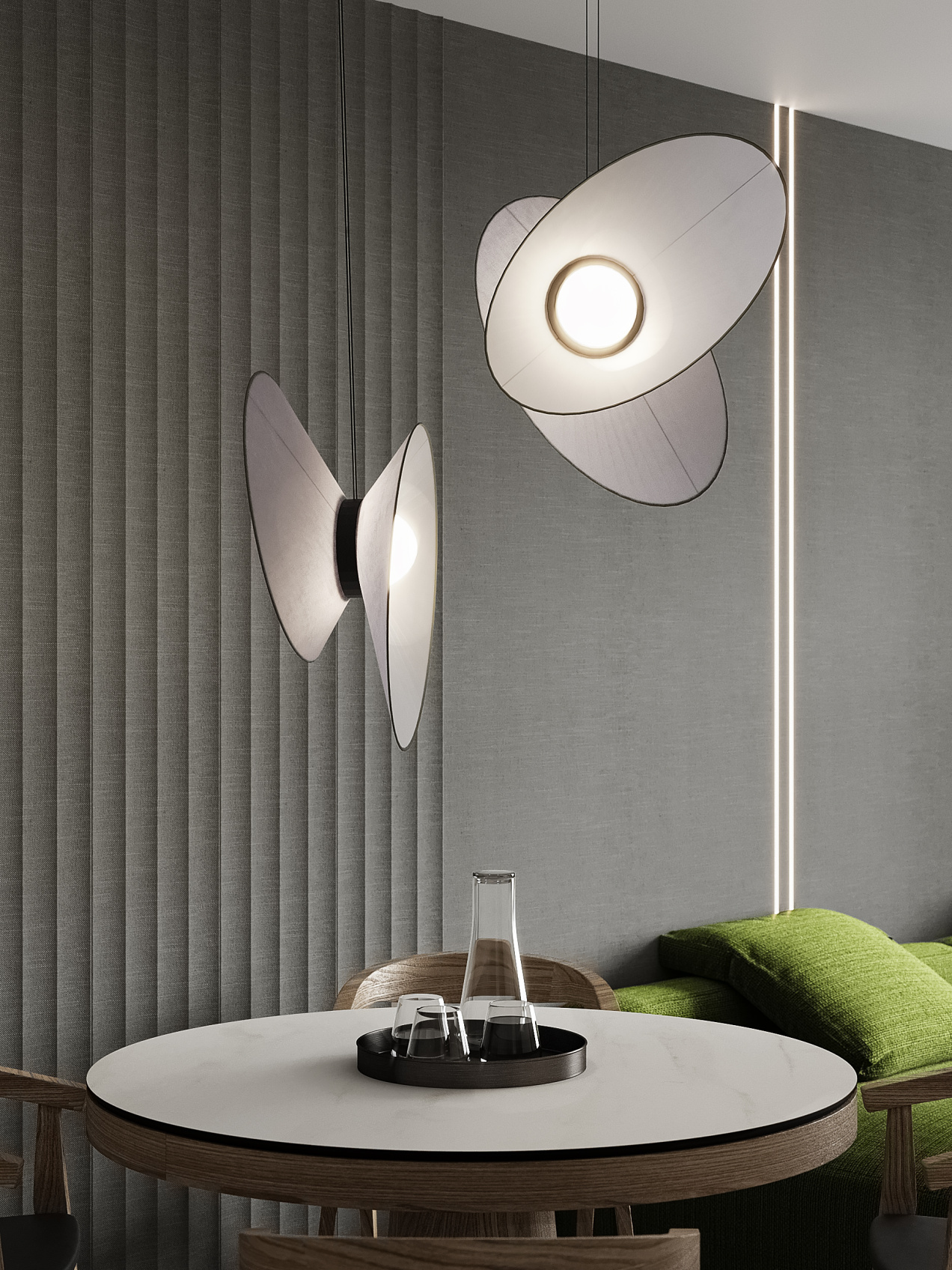 Бамбуковая панель Bonaparte рифленая Master textile grey 2800*140*15 (1шт=0.392 кв.м.)