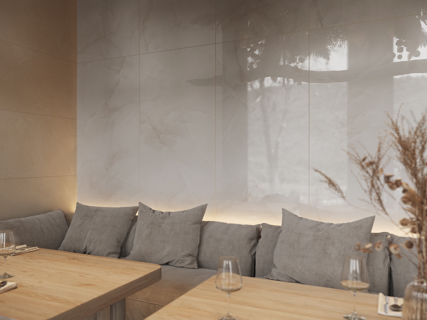 Керамический гранит Estima Marble Onlygres XXL MOGXL3001 Light Beige полированный 80х160
