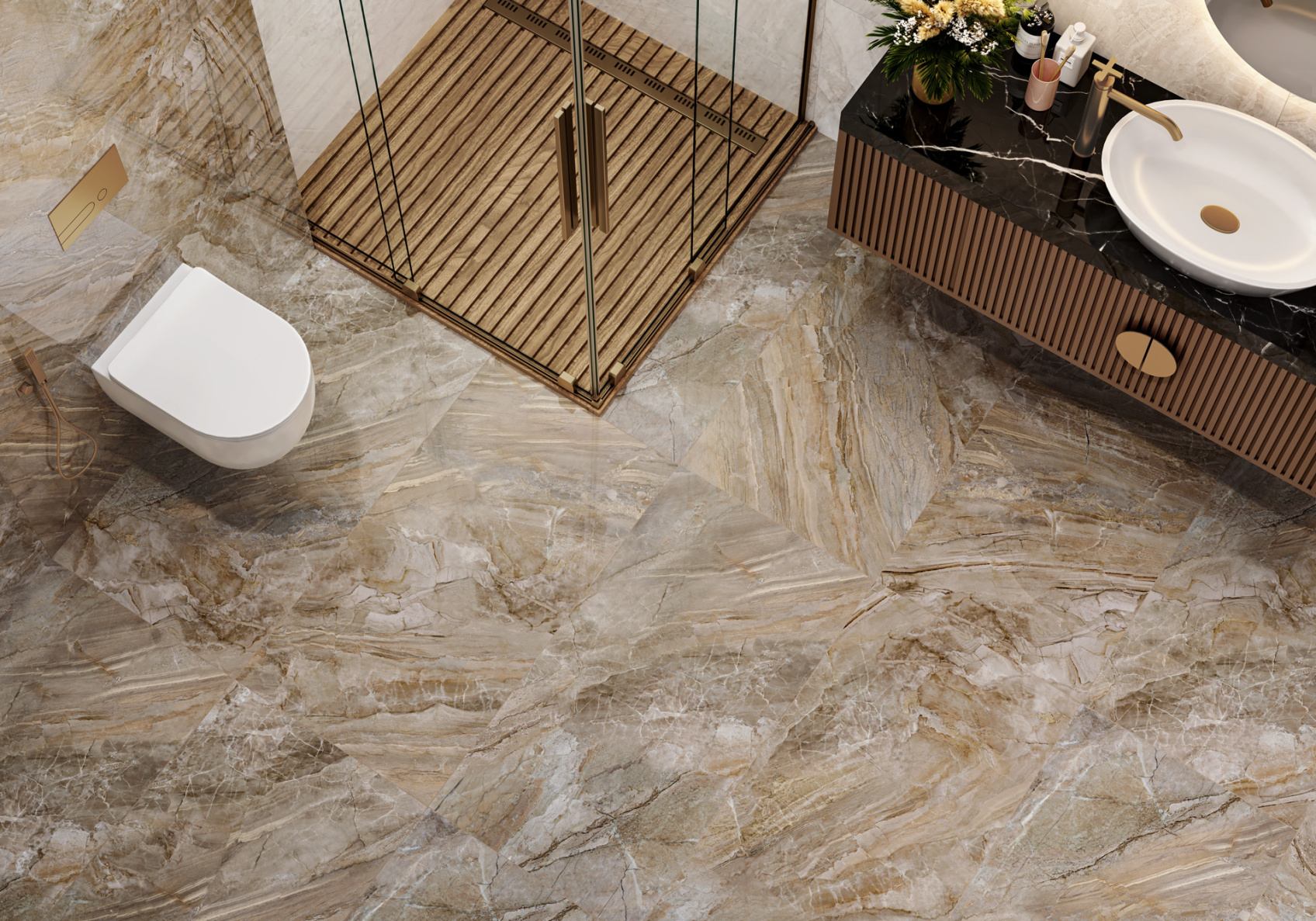 Керамический гранит Namibia Marron полированный 60х120 60120NAM21P