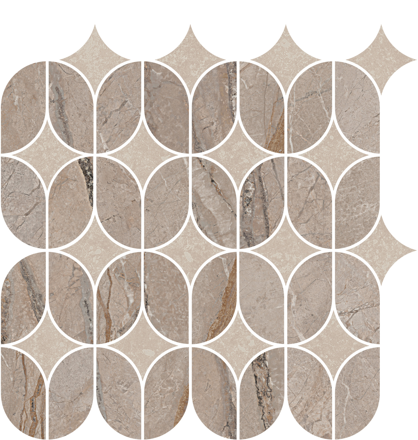 Керамический декор Kerama Marazzi Ифран наборный бежевый светлый глянцевый обрезной 30x32.5x0.9