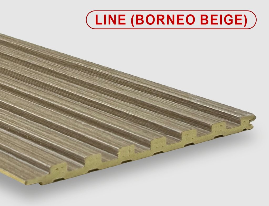 Бамбуковая панель Bonaparte рифленая Line borneo beige 2800*140*8 (1шт=0,392 кв.м.)