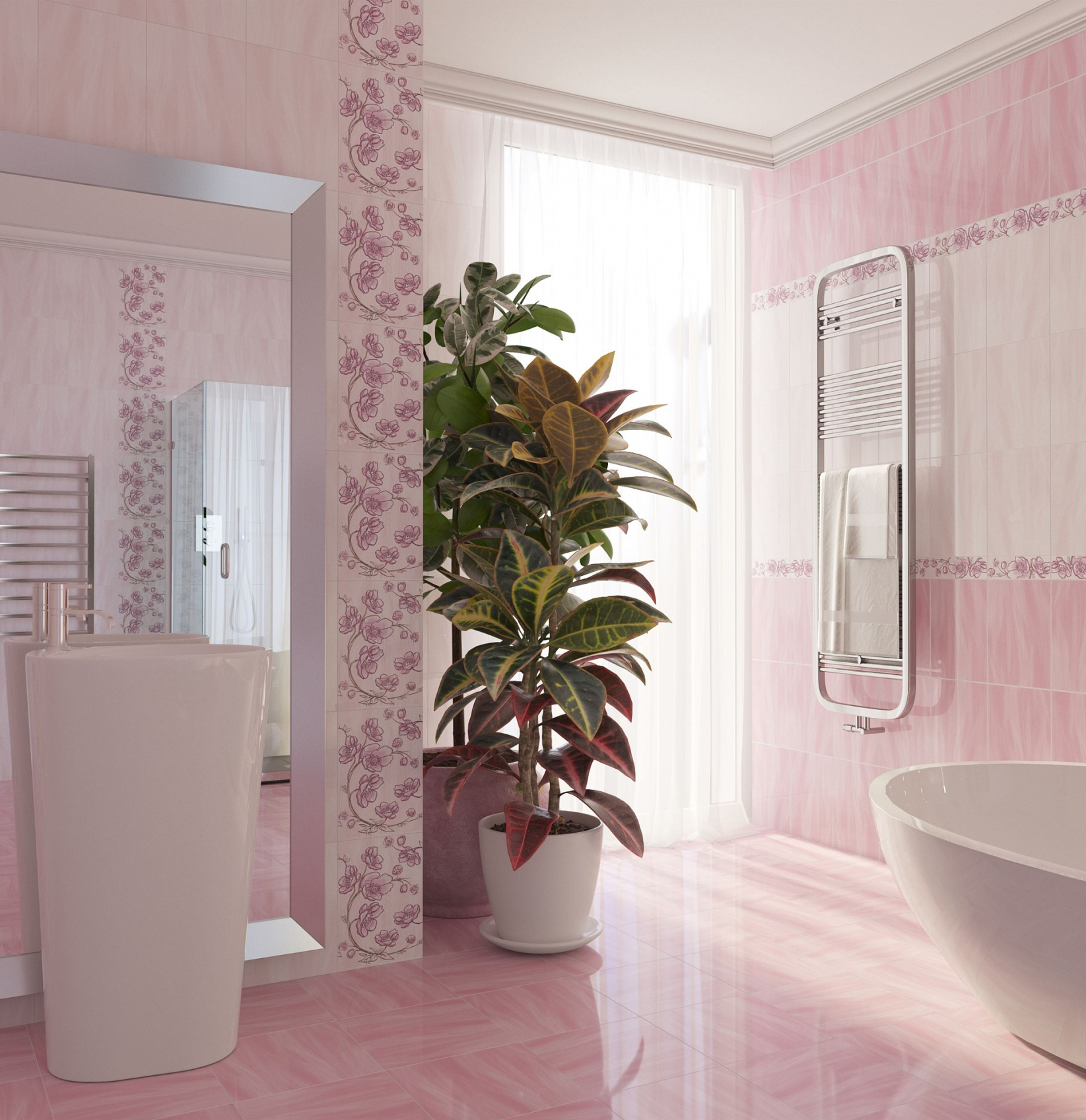 Керамический декор Axima Агата розовый 25x35